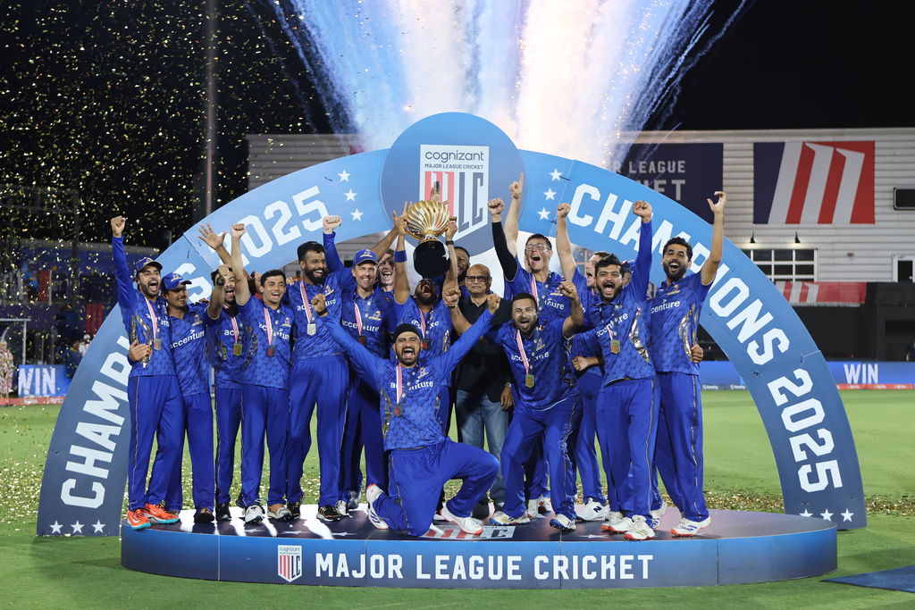 MI New York celebrates its 2025 Major League Cricket championship